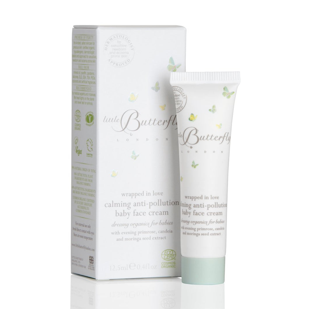 baby organic cream, made in UK, calming, anti pollution, baby safe, little butterfly london